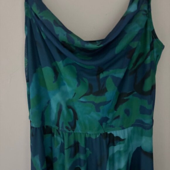 Pretty Garden Large A Line blue/green dress - Picture 2 of 3